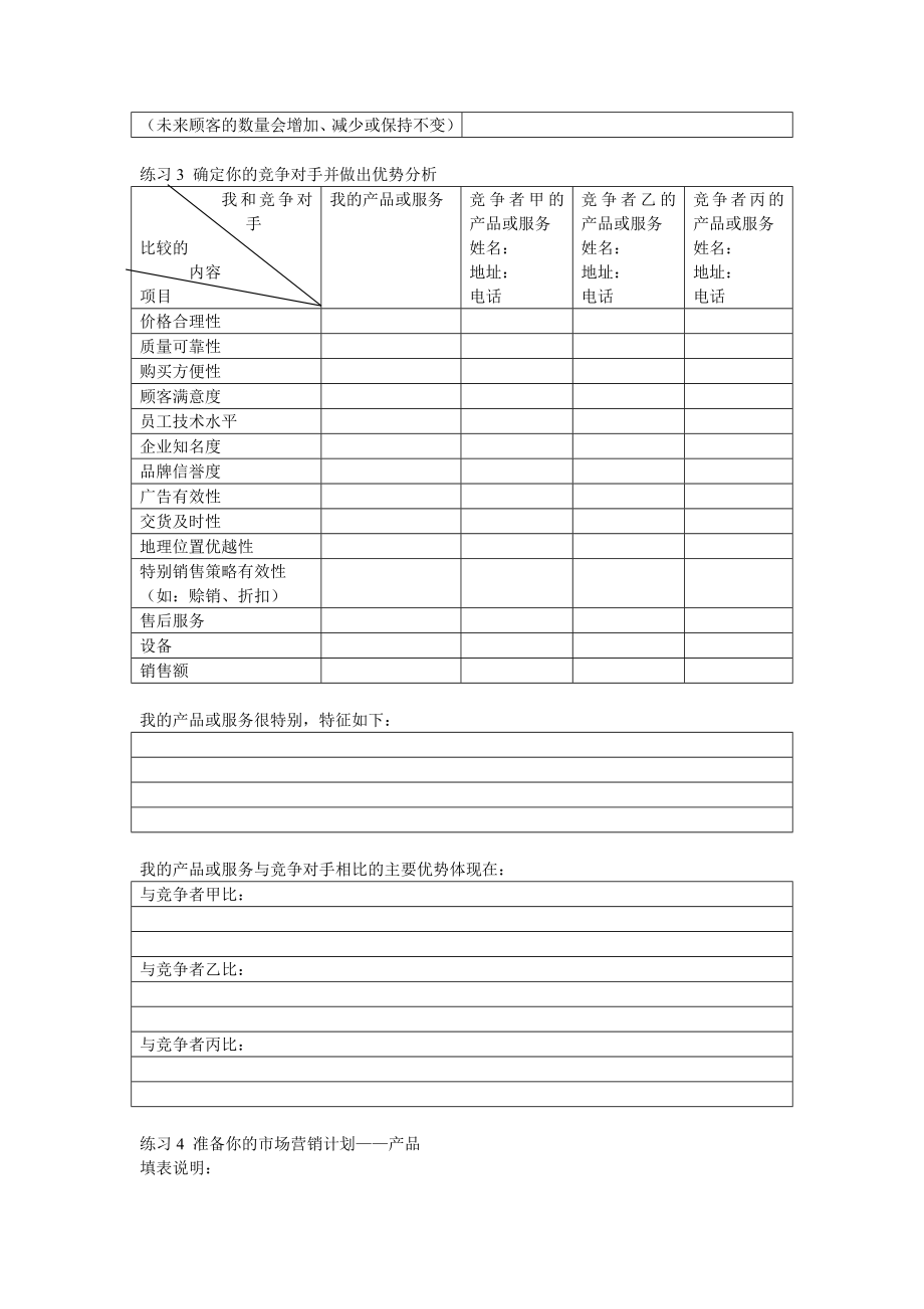 创业组织计划管理案例分析训练 SYB创业计划培训册练习题 空题.doc_第2页