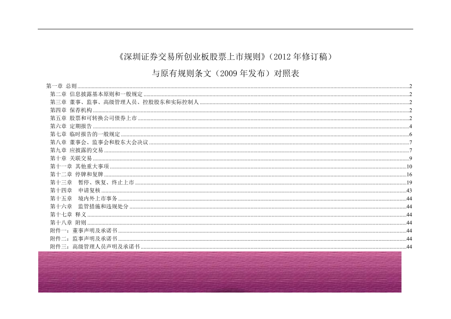 金融证券发行证券审核证券研究资料 创业板上市规则新旧条文对照表(2012修订稿).doc_第1页