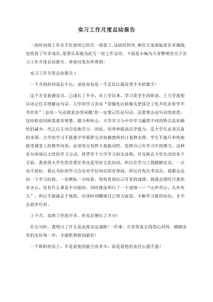 实习工作月度总结报告.docx