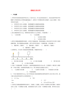 2021中考物理二轮巩固练习题透镜及其应用含解析.docx