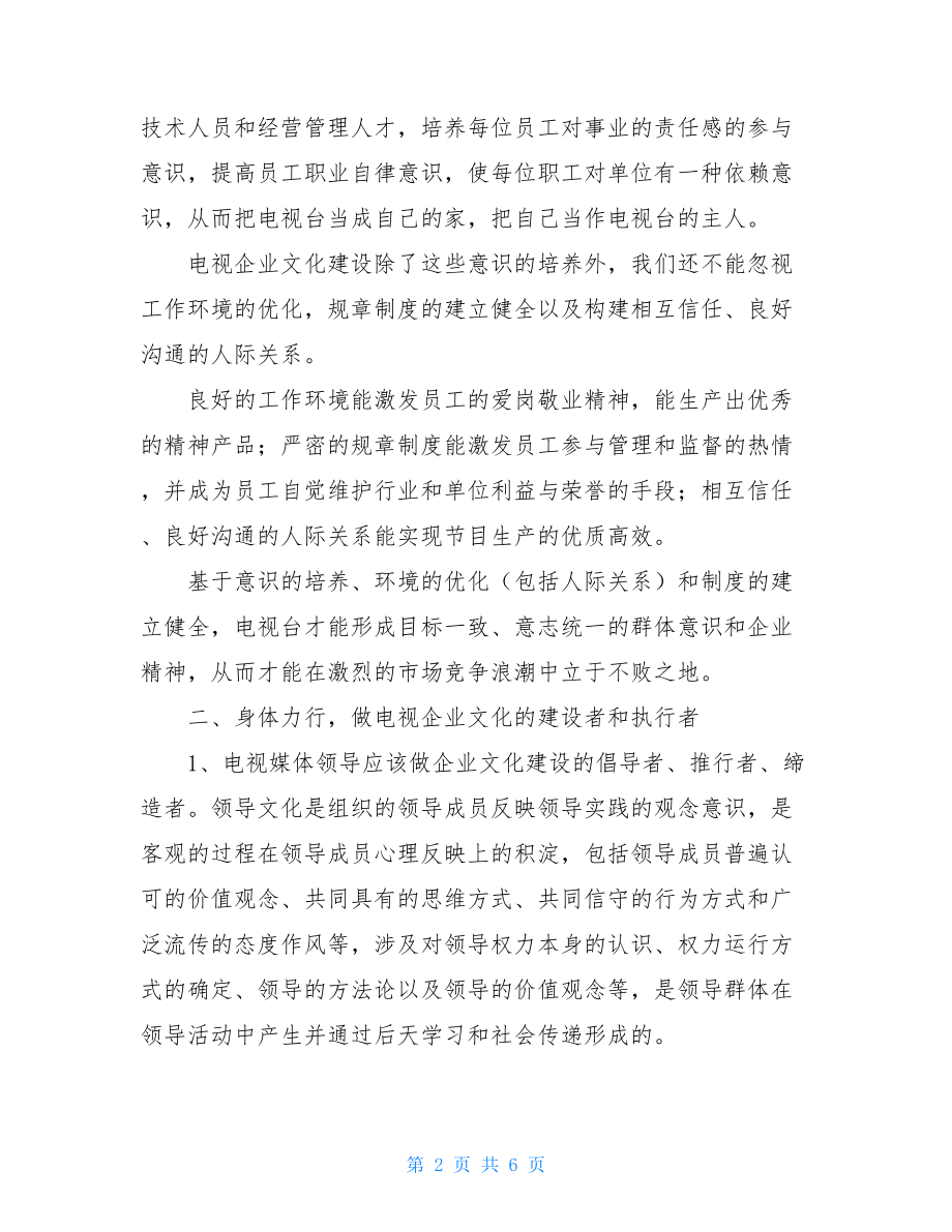 电视媒体建设企业文化问题思考建议 企业文化建议.doc_第2页