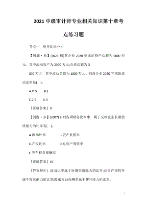 2021中级审计师专业相关知识第十章考点练习题.doc