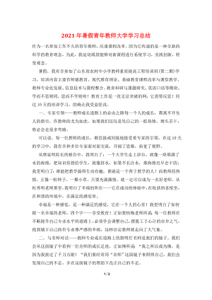 2021年暑假青年教师大学学习总结.doc