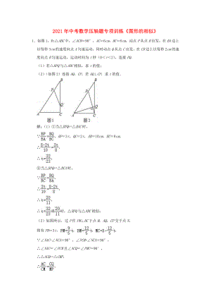 2021年中考数学压轴题专项训练图形的相似含解析.doc