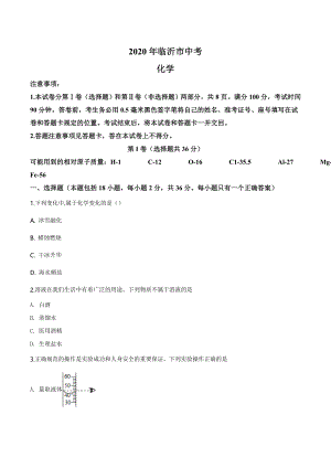 山东省临沂市2020年中考化学试题（学生版）.doc