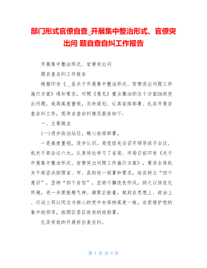 部门形式主义官僚主义自查开展集中整治形式主义、官僚主义突出问题自查自纠工作报告.doc