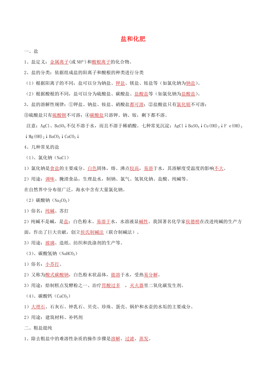 2021年中考化学一轮复习盐和化肥考点讲解含解析.doc_第1页