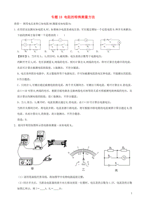 2021_2021学年初中物理电学同步专题点拨与强化专题18电阻的特殊测量方法含解析.doc