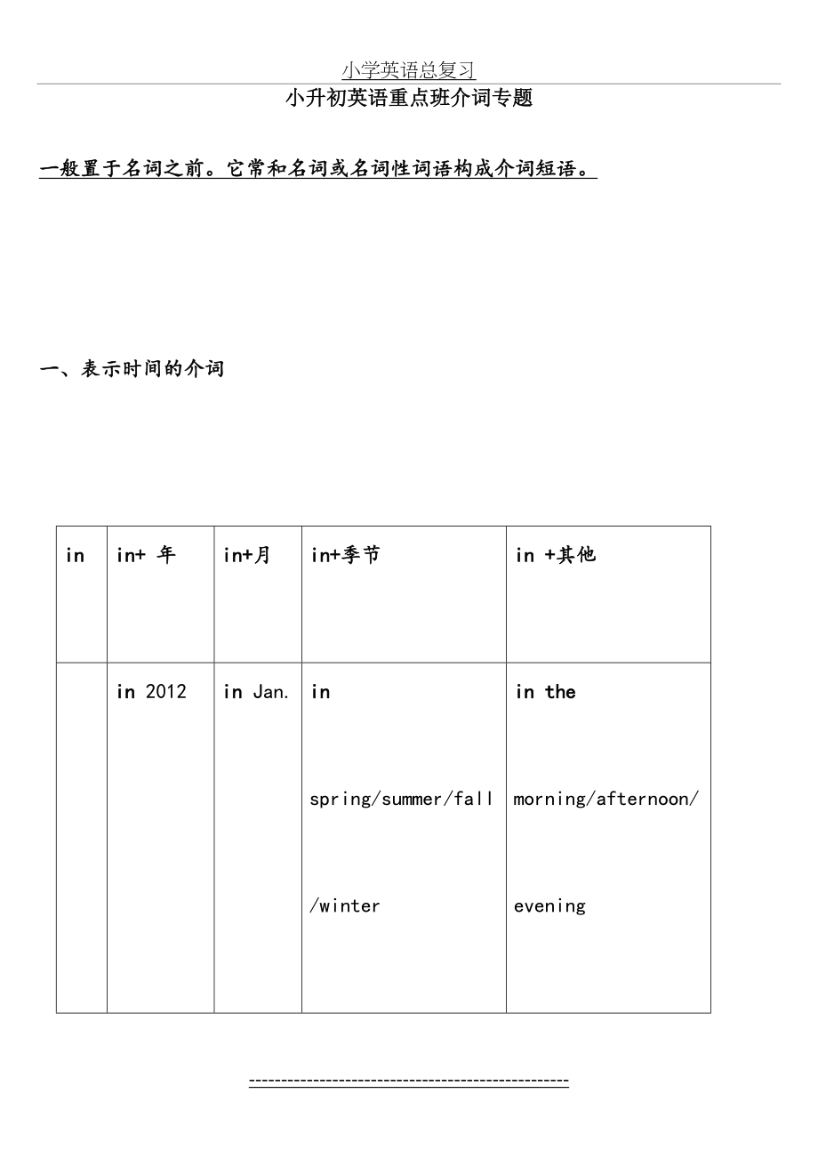 小升初英语重点班介词专题.doc_第2页