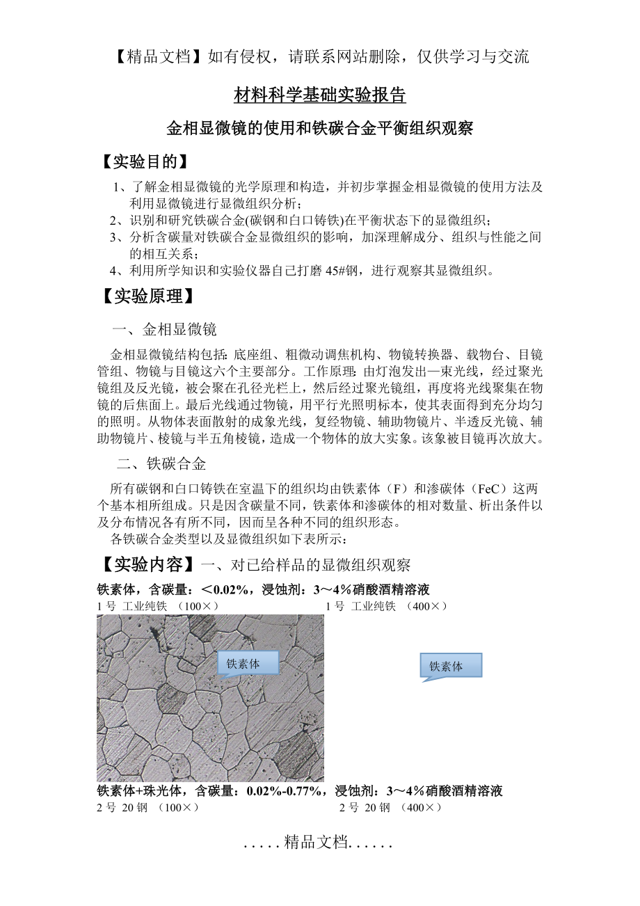 金相显微镜的使用和铁碳合金平衡组织观察.doc_第2页