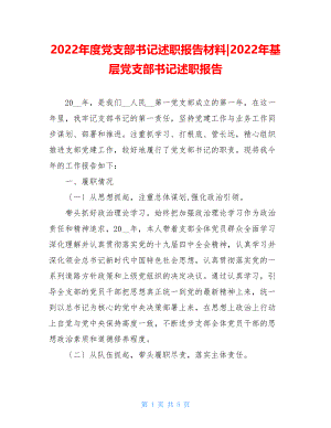 2022年度党支部书记述职报告材料2022年基层党支部书记述职报告.doc