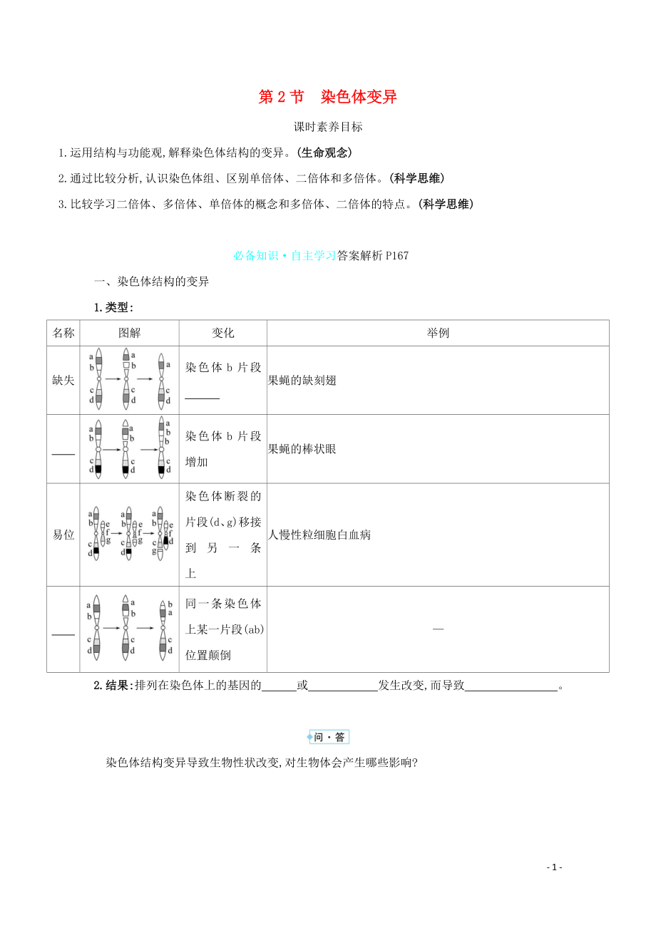 2021_2021学年高中生物第5章基因突变及其他变异第2节染色体变异学案新人教版必修.doc_第1页