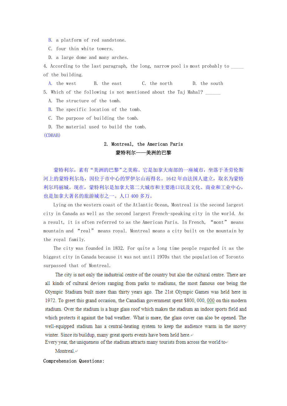 2021年高中英语阅读理解第一部分异域风光一练习.doc_第2页