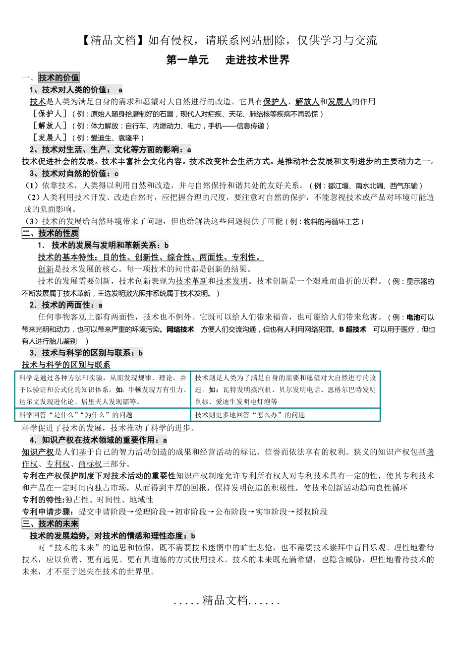 高中会考通用技术知识点[完整并排版].doc_第2页