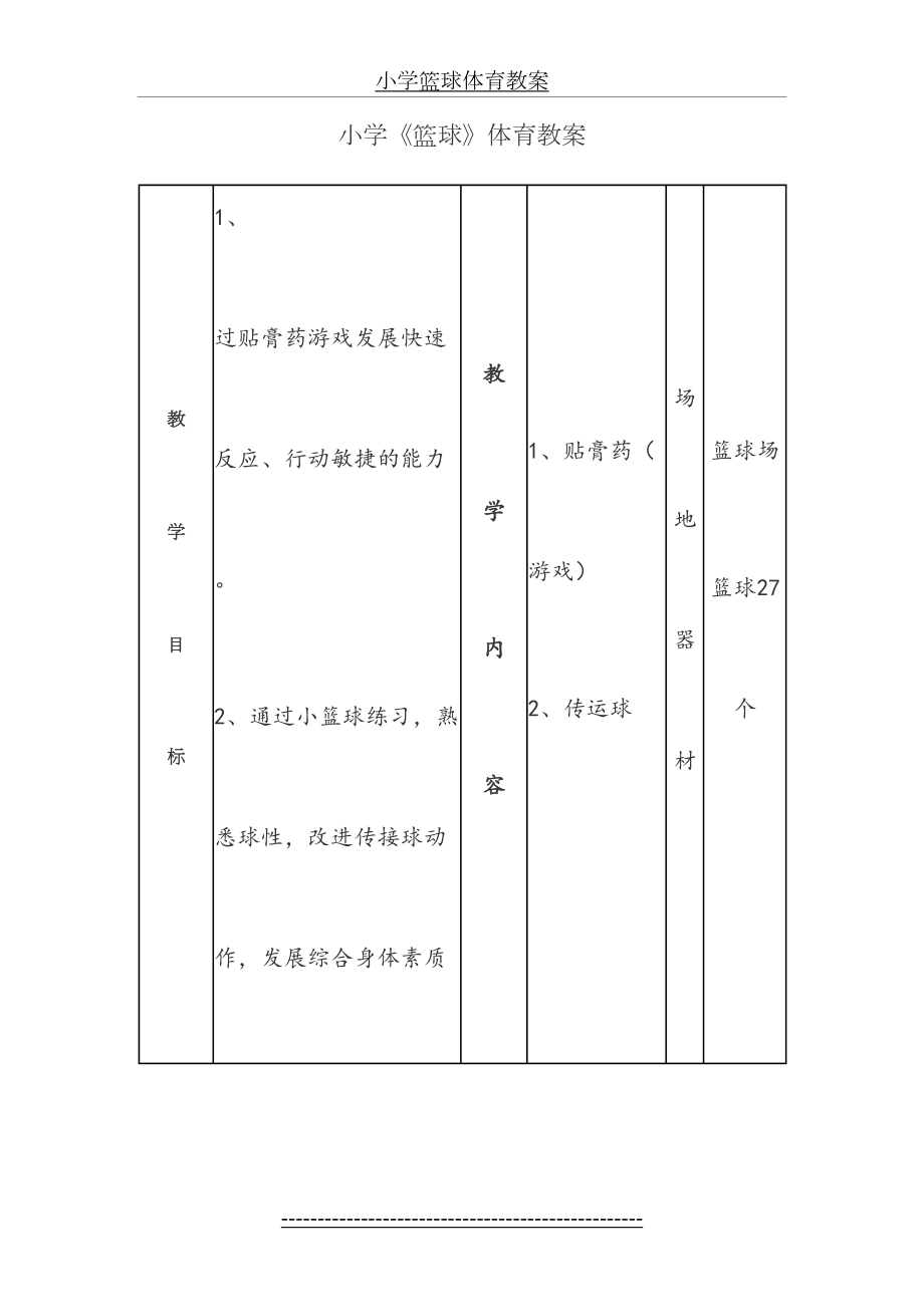 小学篮球体育教案.doc_第2页