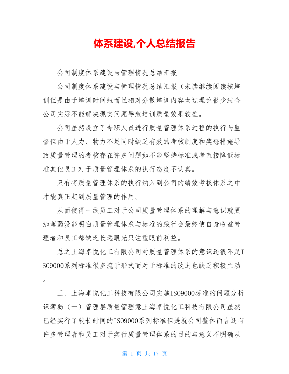 体系建设,个人总结报告.doc_第1页