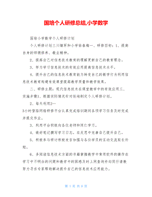 国培个人研修总结,小学数学.doc