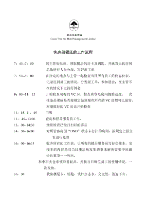 商务中高端连锁酒店品牌制度运营手册资料 客房部领班的工作流程.doc