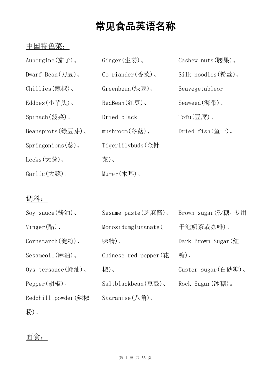 中高端商务酒店交流接待英语培训文档资料 酒店饮食英语P34.doc_第1页