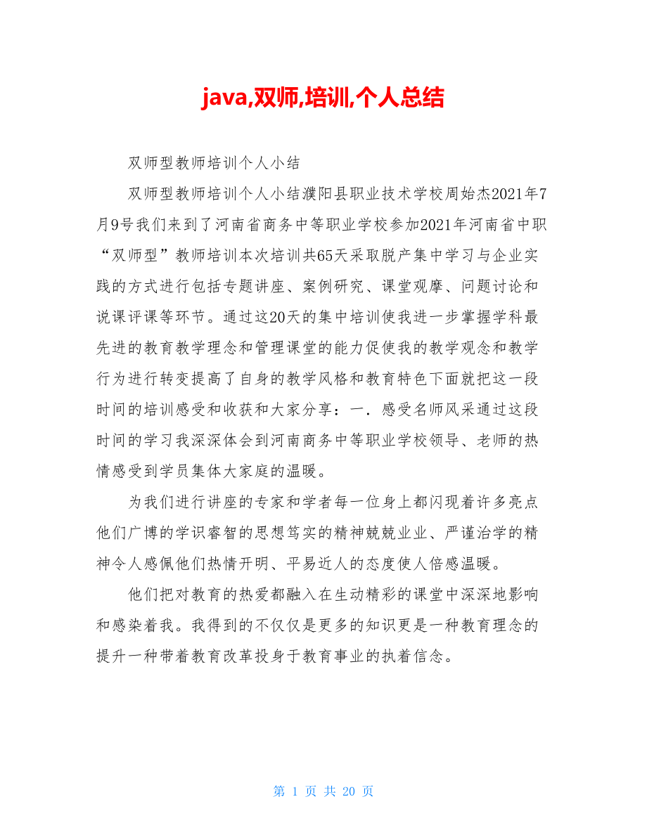 java,双师,培训,个人总结.doc_第1页