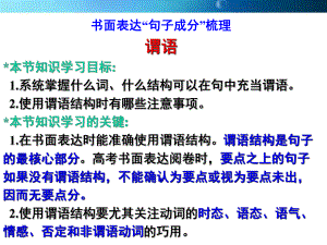 书面表达“句子成分”梳理谓语课件--高三英语一轮复习.pptx