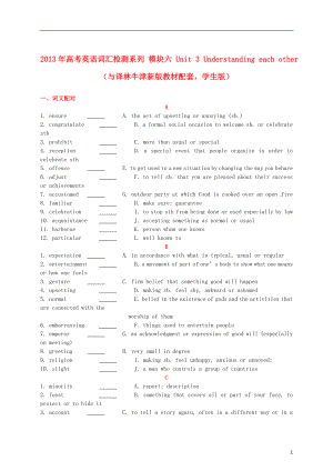 2021年高考英语 新教材配套词汇检测系列 模块六 Unit 3 Understanding each other（学生版） 译林牛津版.doc