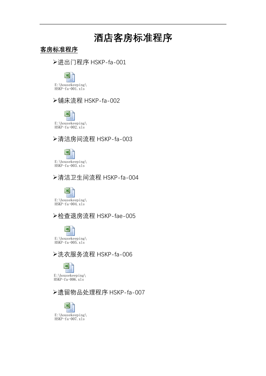 连锁商务品牌中高端酒店资料 客房各项管理标准程序.doc_第1页