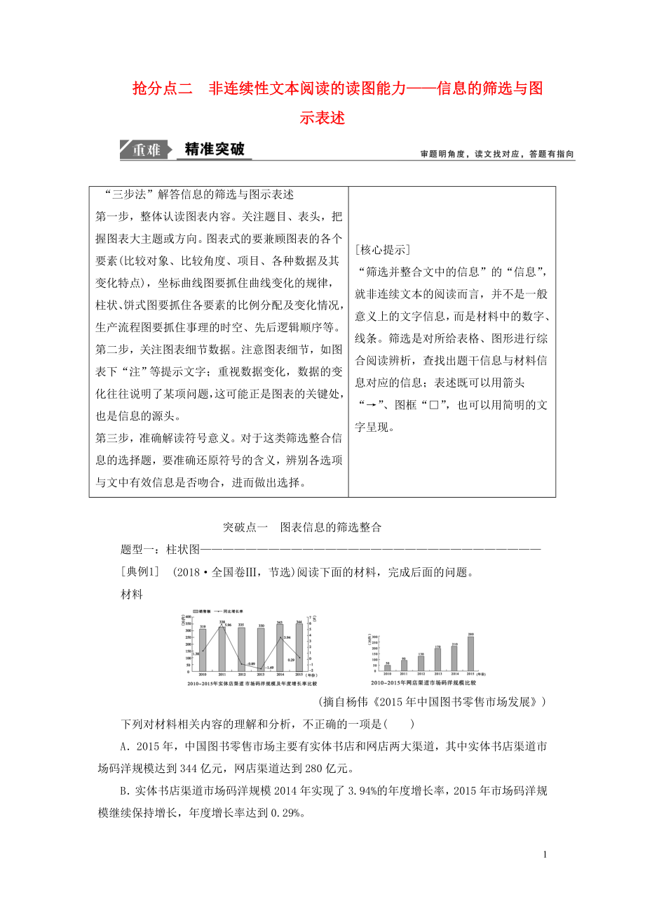 2021年高考语文高分技巧二轮复习专题四抢分点二非连续性文本阅读的读图能力讲义含解析.doc_第1页