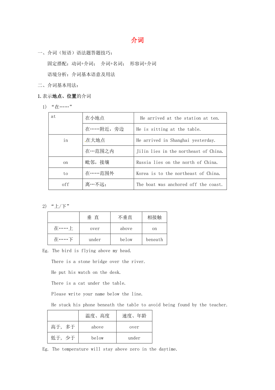 2021年高考英语二轮复习介词语法突破训练含解析.doc_第1页