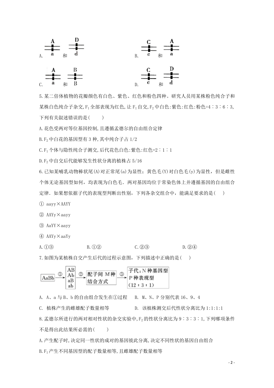 2021年高考生物一轮复习第16讲基因的自由组合定律跟踪练含解析.doc_第2页