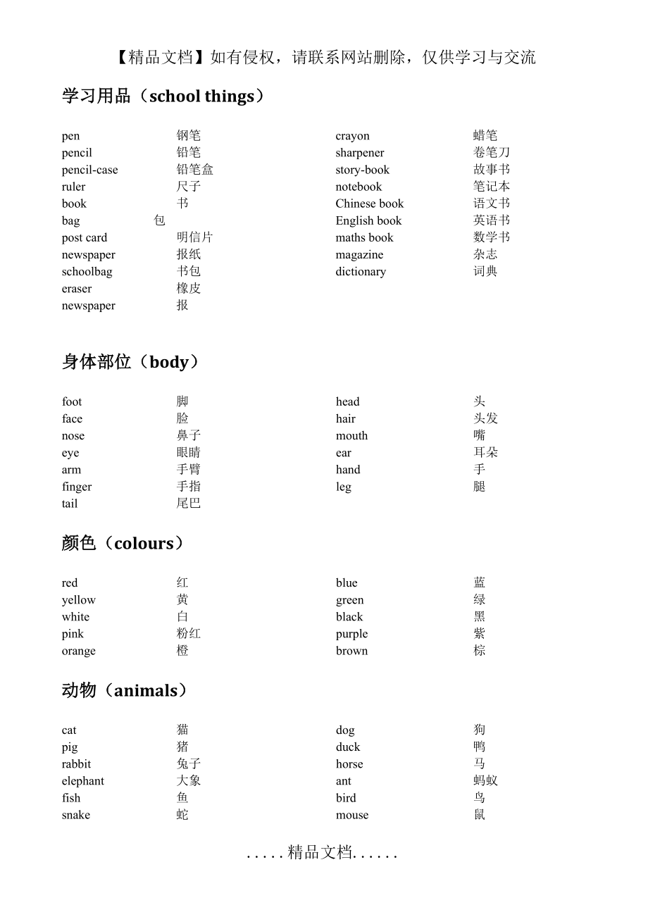 陕旅版 小学英语 分类词汇(完整).doc_第2页