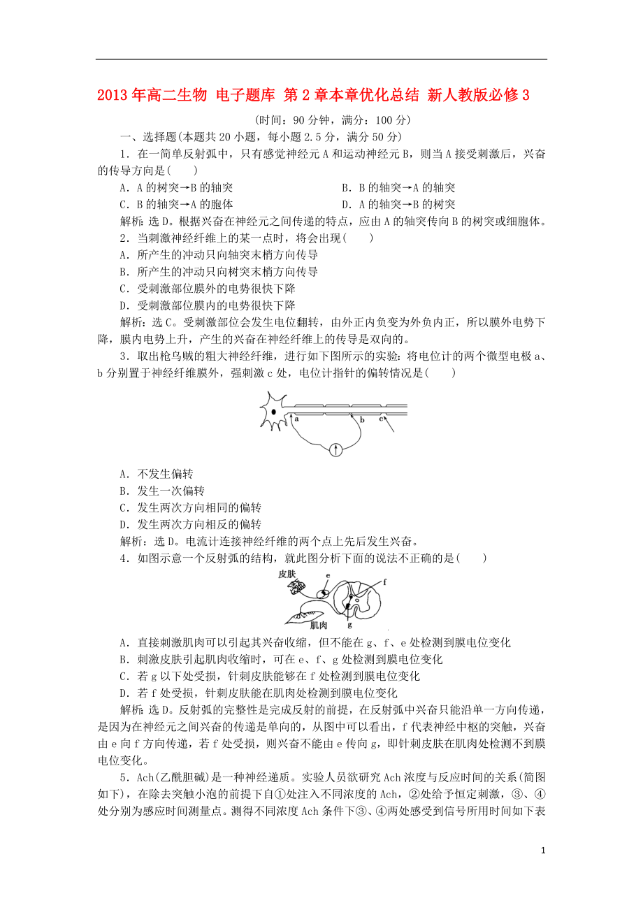 2021年高中生物 电子题库 第2章本章优化总结 新人教版必修3.doc_第1页