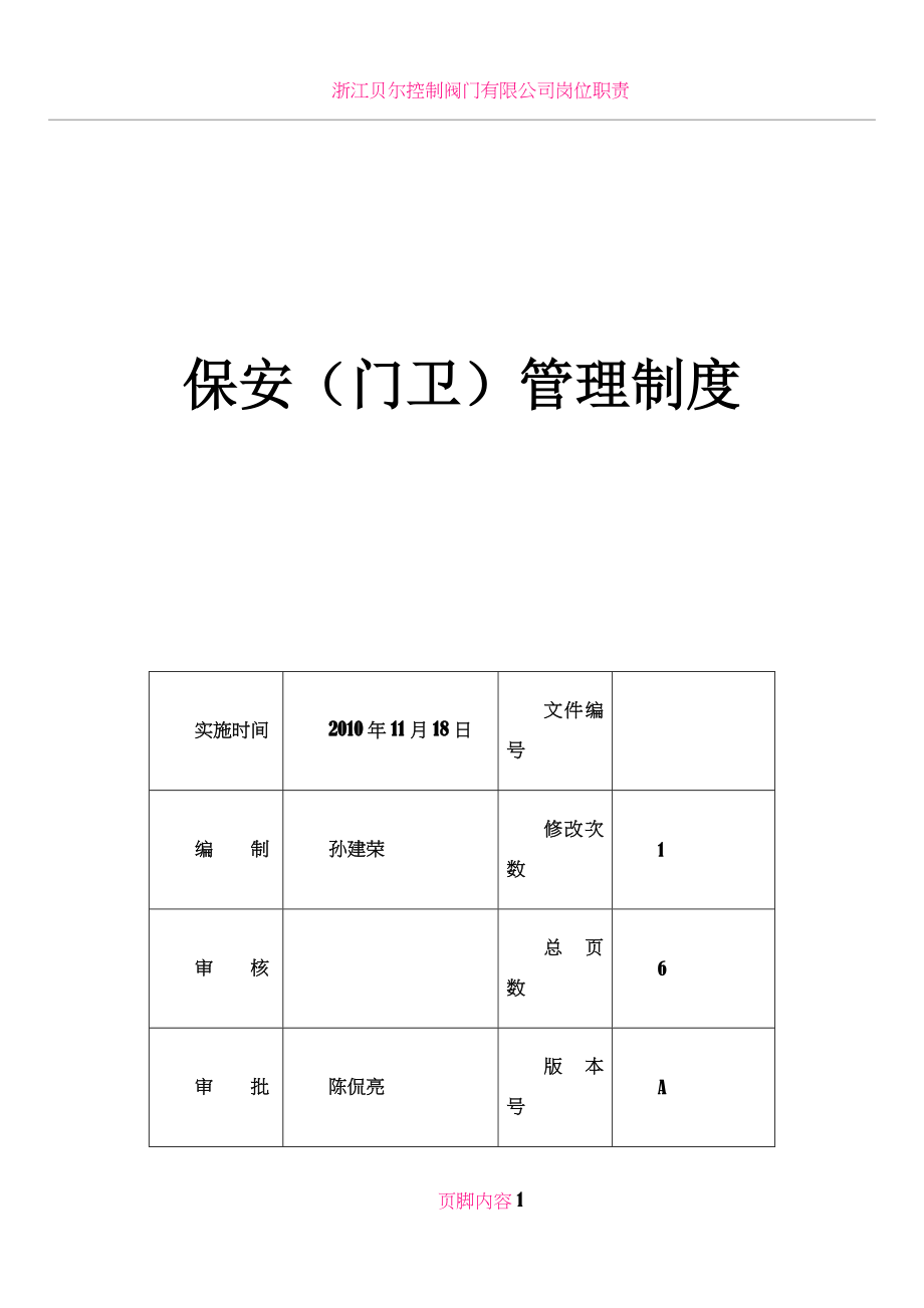 保安(门卫)管理制度.doc_第1页