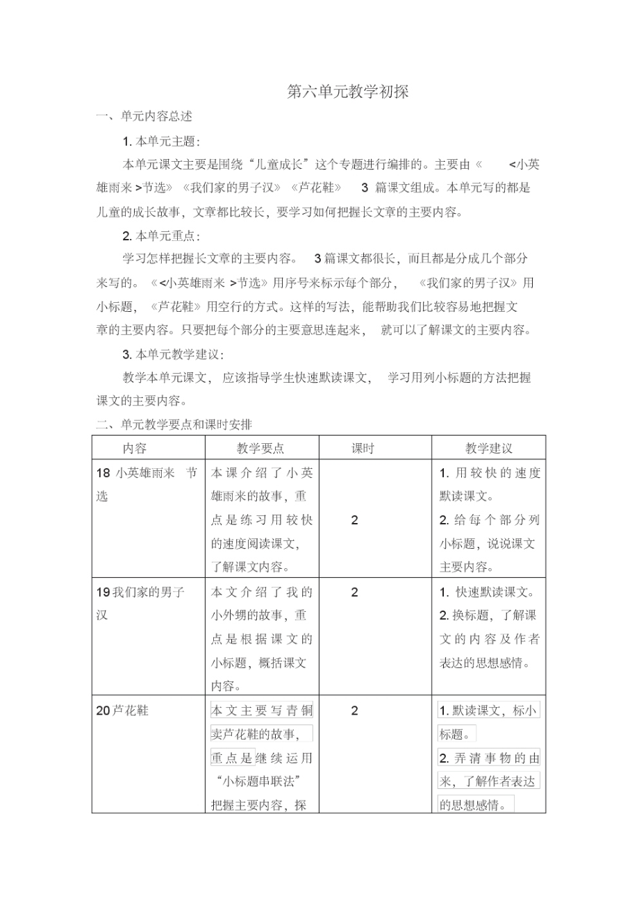 部编版四年级语文下册第六单元教学初探.pdf_第1页