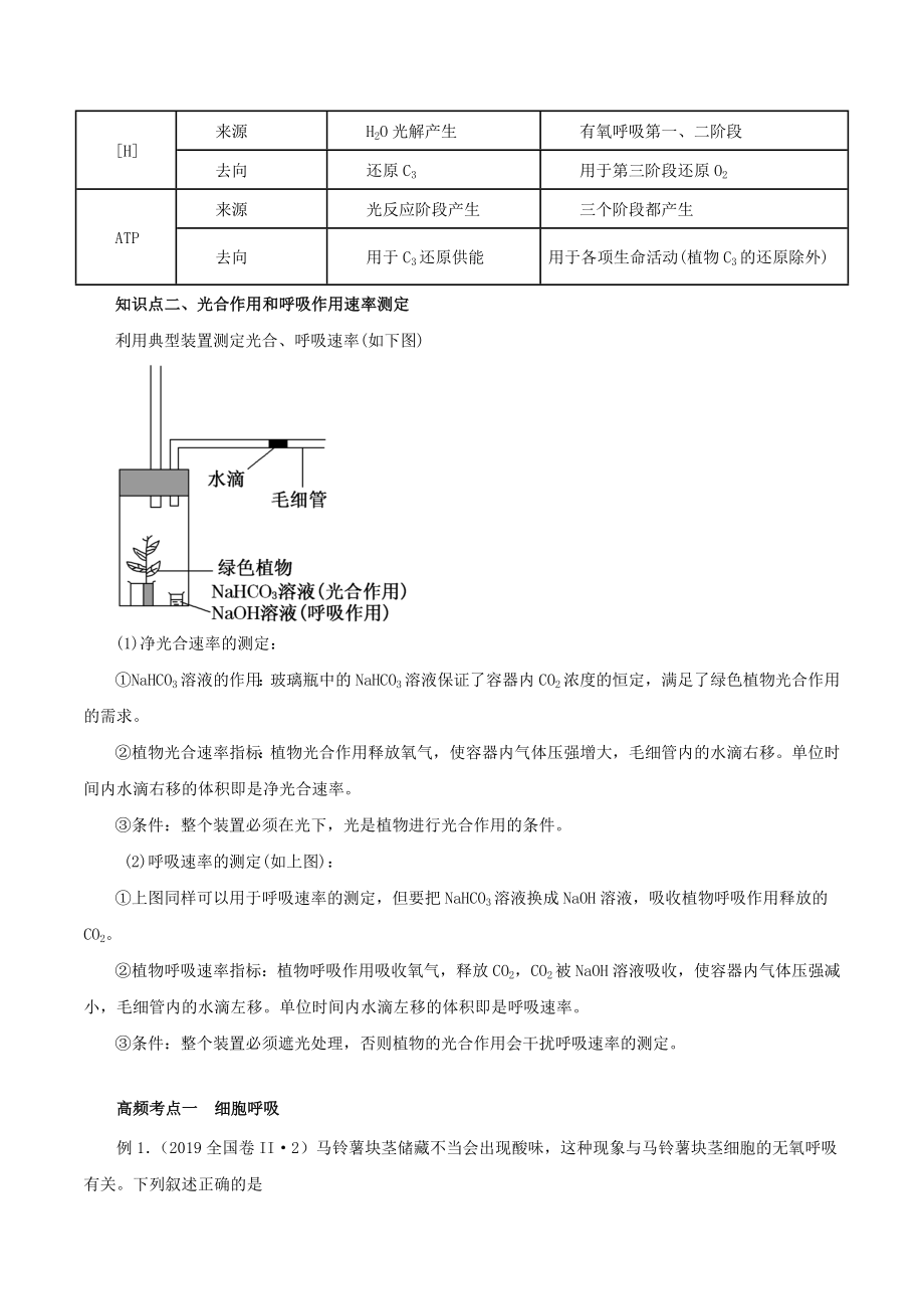 2021年高考生物二轮复习核心考点专项突破细胞呼吸与光合作用练习含解析.docx_第2页