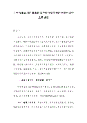 在全市重大项目暨市级领导分包项目推进电视电话会上的讲话.docx