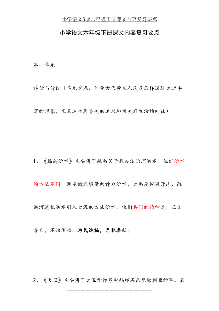 小学语文S版六年级下册课文内容复习要点.doc_第2页