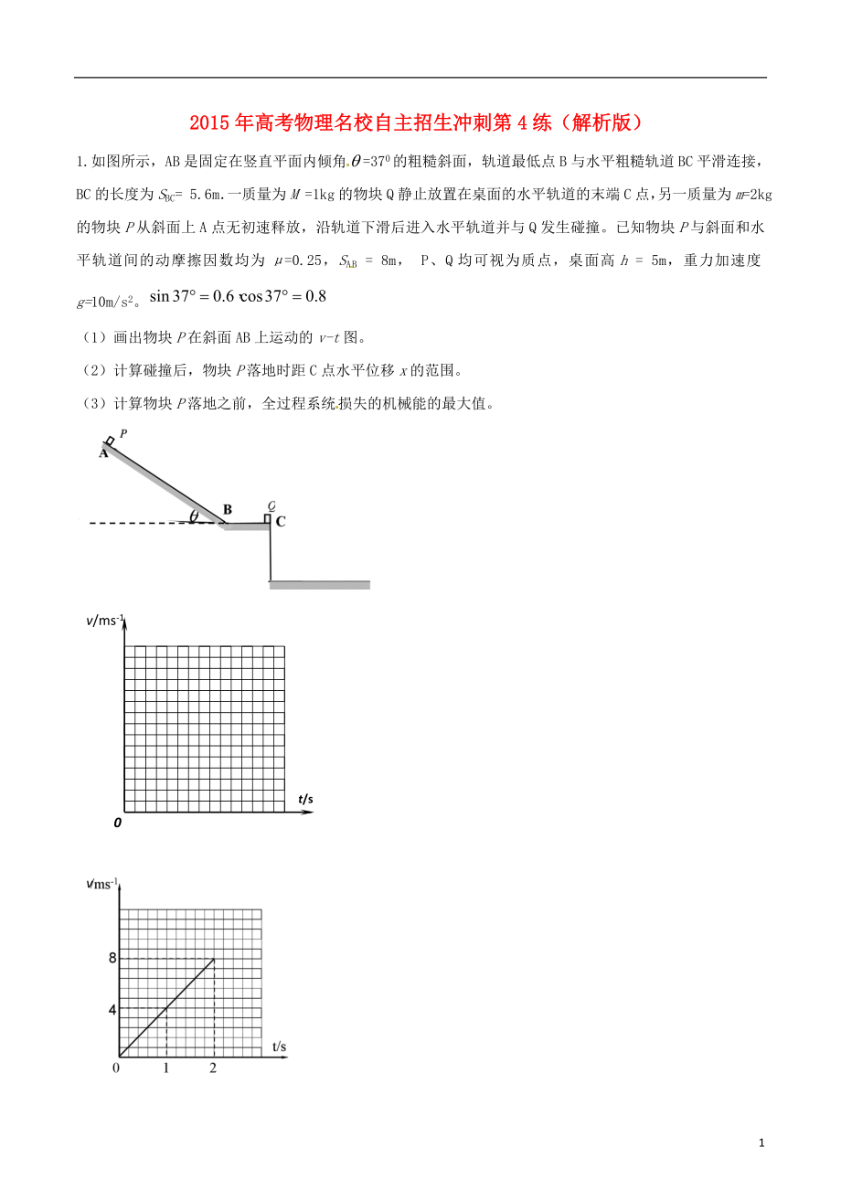 2021年高考物理名校自主招生冲刺第4练（解析版）.doc_第1页