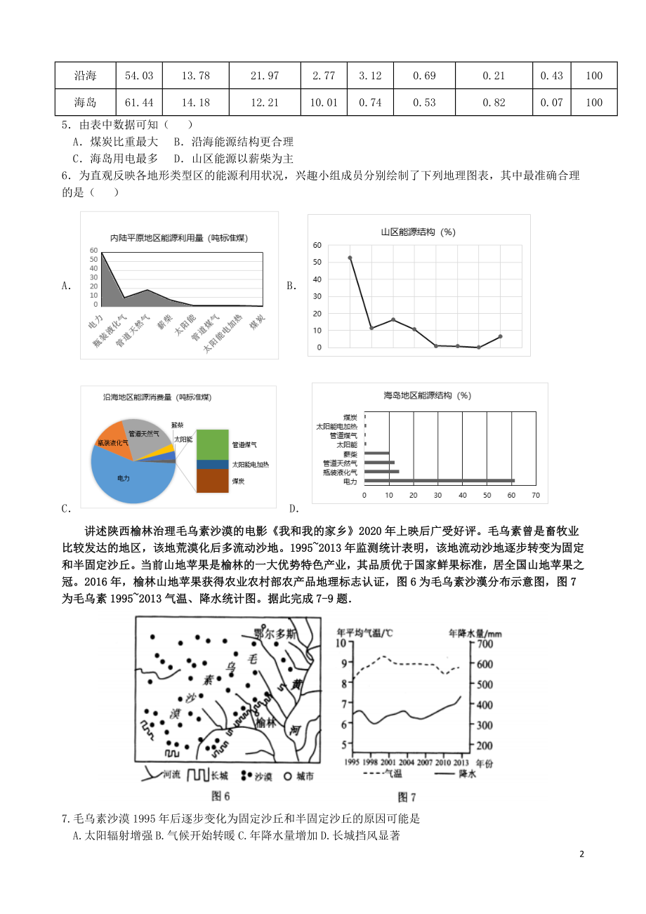 2021年高考地理百日冲刺模拟卷十一.DOC_第2页