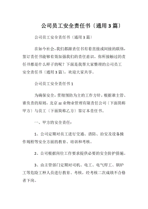 公司员工安全责任书〔通用3篇〕.docx