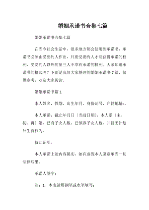 婚姻承诺书合集七篇.docx