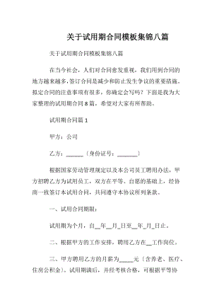 关于试用期合同模板集锦八篇.docx