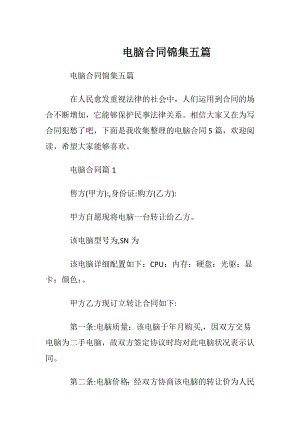 电脑合同锦集五篇.docx