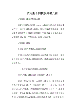 试用期合同模板集锦八篇.docx