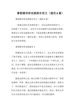 暑假辅导班实践报告范文〔通用6篇〕.docx