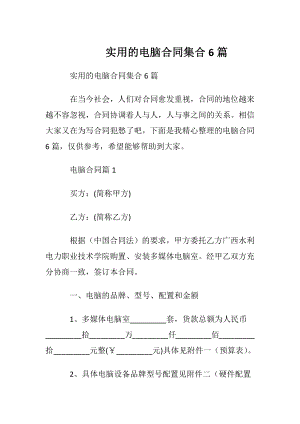 实用的电脑合同集合6篇.docx