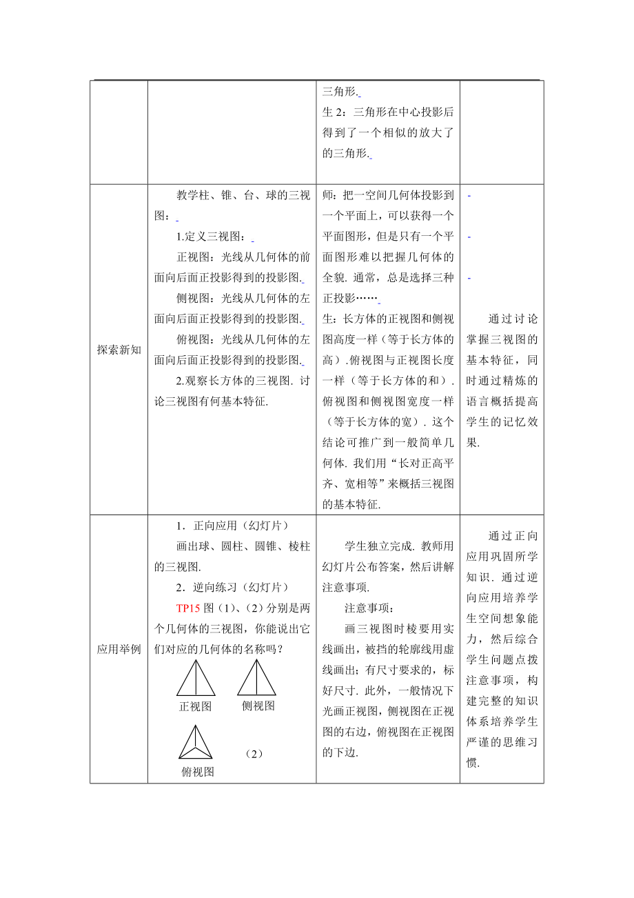 新课标高中数学人教A版必修二 1.2.1空间几何体的三视图 教案.doc_第2页