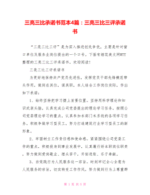 三亮三比承诺书范本4篇：三亮三比三评承诺书.doc