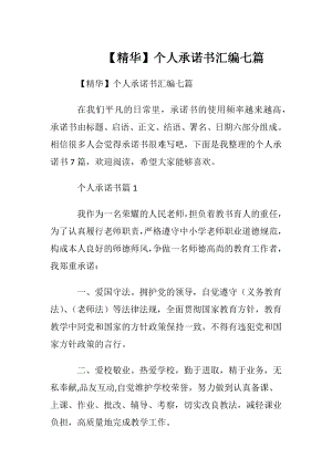 【精华】个人承诺书汇编七篇.docx