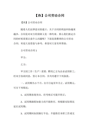 【热】公司劳动合同.docx